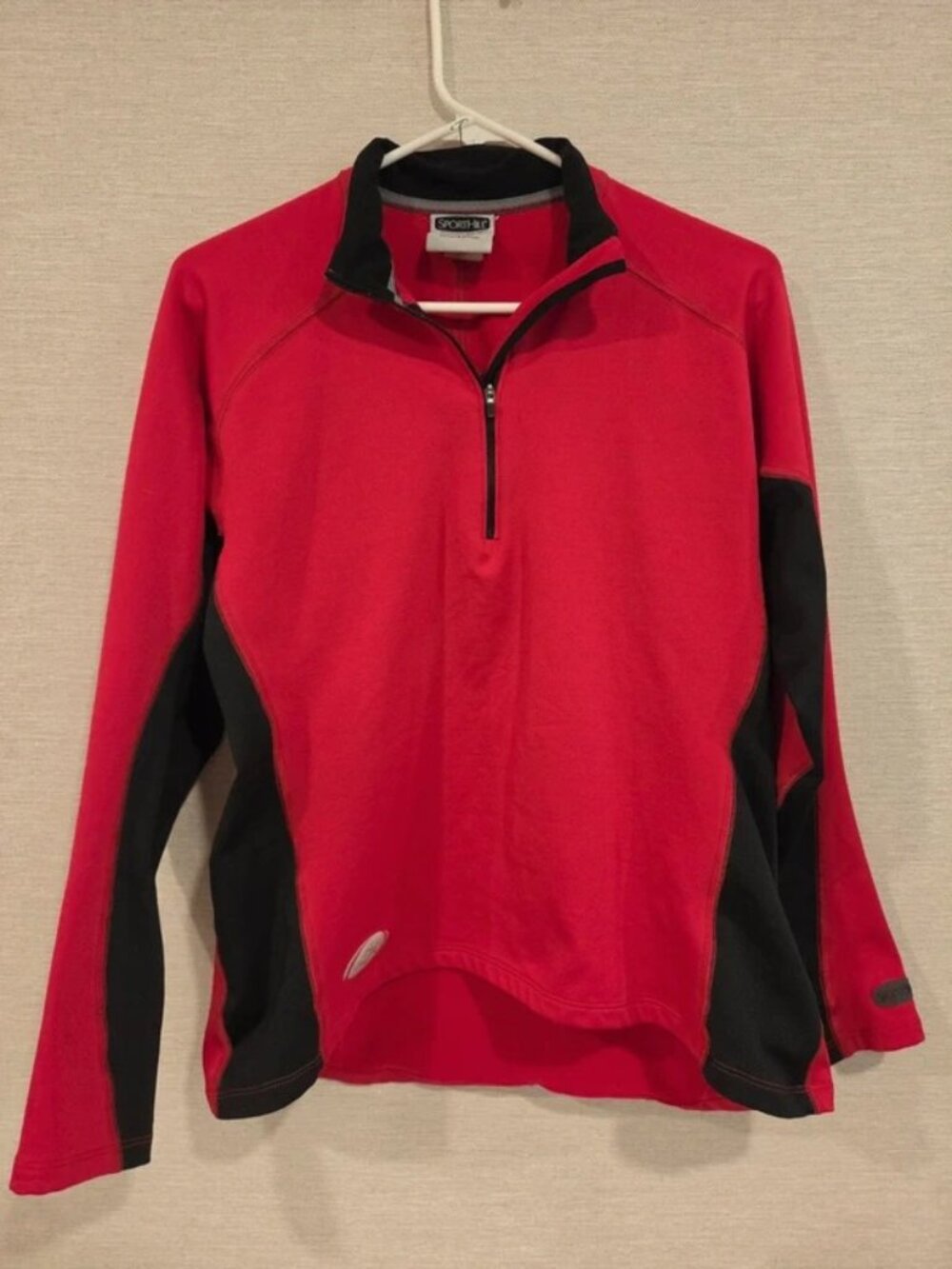 SportHill Womens XL Red Black Half Zip Fleece Pullover Jacket